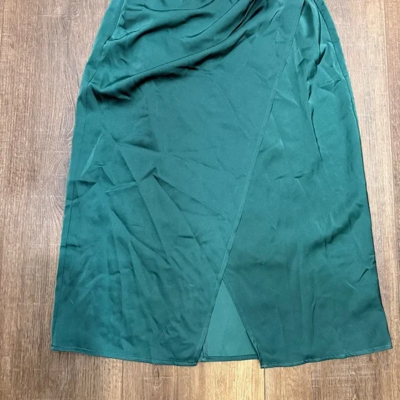 Lulus Hollywood Forest Green Satin Midi Dress Women's Size medium - Picture 6 of 15